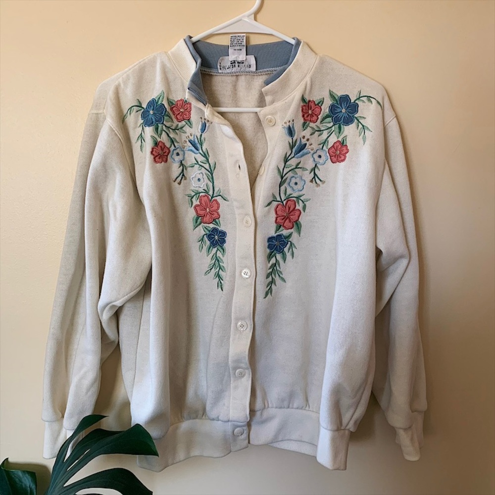 Petite Alfred Dunner Embroidered Cardigan